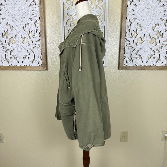 Free People | Women’s Joshua Tree Hooded Utility Anorak Jacket Green Military M - Picture 3 of 8